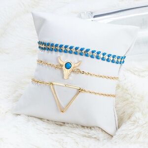 *AZARIAH* 3-Pc Gold x Blue Fashion Bracelet Set